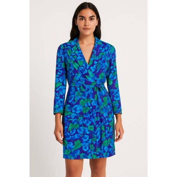 Adrianna Papell x Vintage 100% Silk Floral Vine Midi Dress - Picture 1 of 11